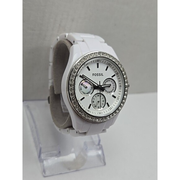 Fossil Stella ES1967 Womens White Crystal Bezel Multifunction New Battery Petite main image 8